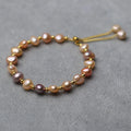 Friendship 7-8 mm AAA Top Grade Freshwater Nugget Baroque Natural Pearl Gold Plated Bangles Adjustable Gift & Party
