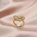 New 18K Rose Gold Ring with Openings Fashionable Steel Stud Classic Bow Tie Titanium Steel Ring