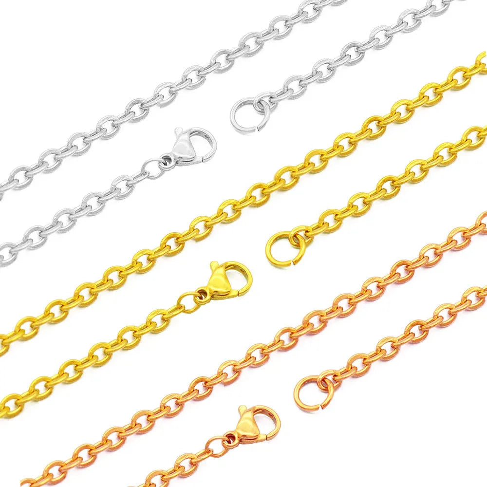 AA01495 Wholesale Fashion Stainless Steel Flat O Chain Link Necklace Chain Jewelry for Women Men Diy