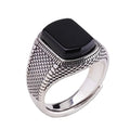 New Classic Vintage Index Black Agate Ring for Men S925 Pure Silver Jewelry Accessories Open Fashionable Style Holiday Gifts