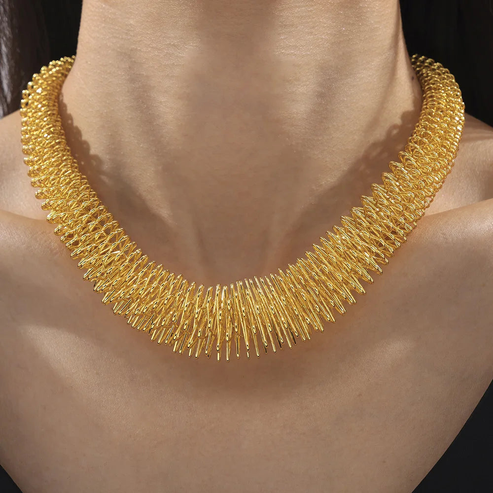 YF3855 Individually Exaggerated Stainless Steel Waterproof Jewelry 18k Gold Plated Oversized Spring Trendy Necklace