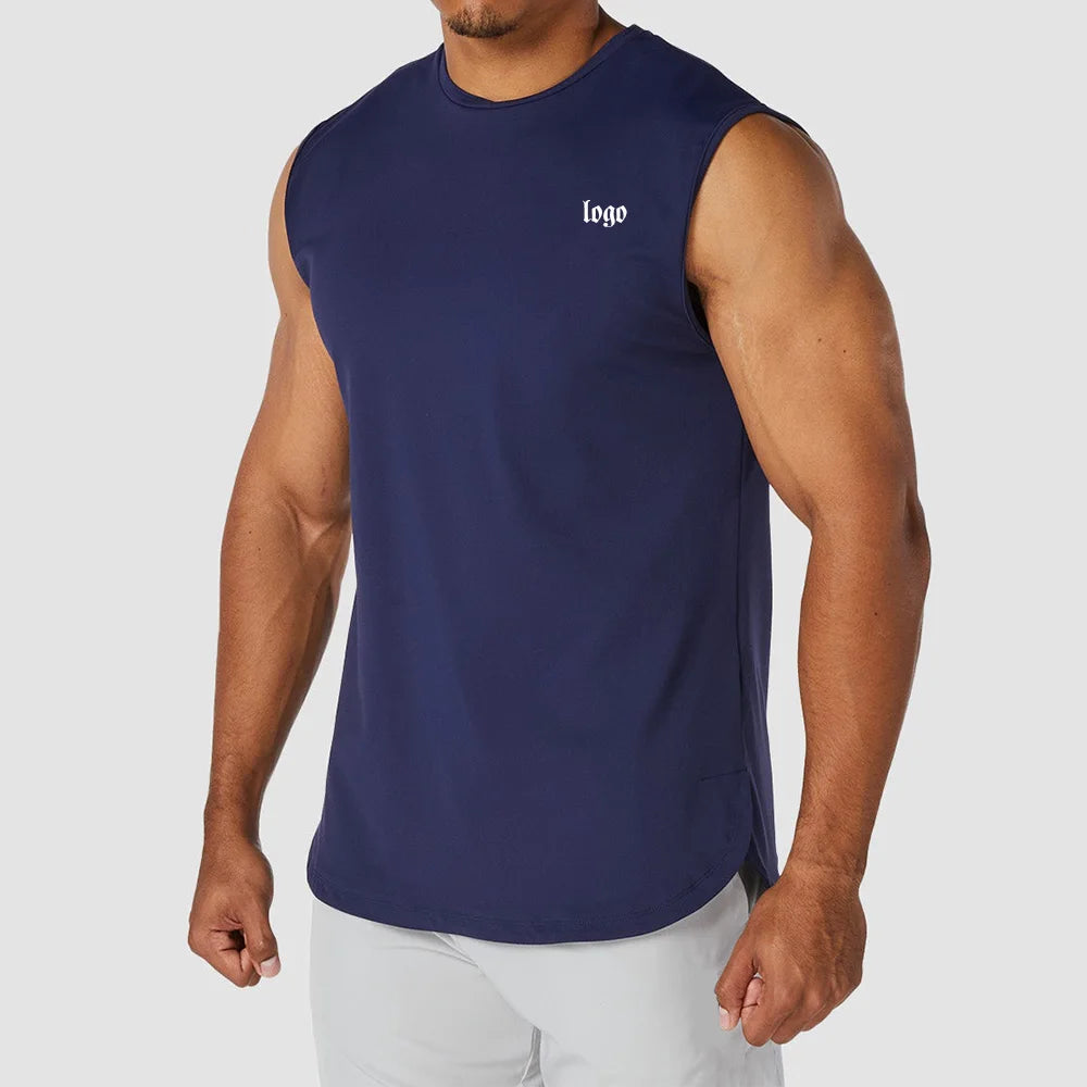 Custom Polyester Plain Blank Men'S Ribbed Fitness Tank Top White Black Grey Color Singlet Men'S Fitness Tank Top
