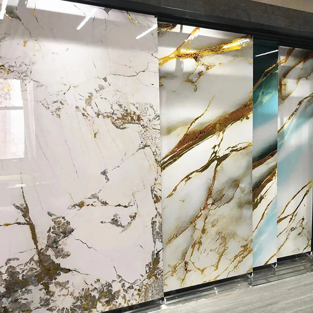 Waterproof 1220*2440mm pvc uv marble sheet 3mm high glossy pvc marble wall panel for living room