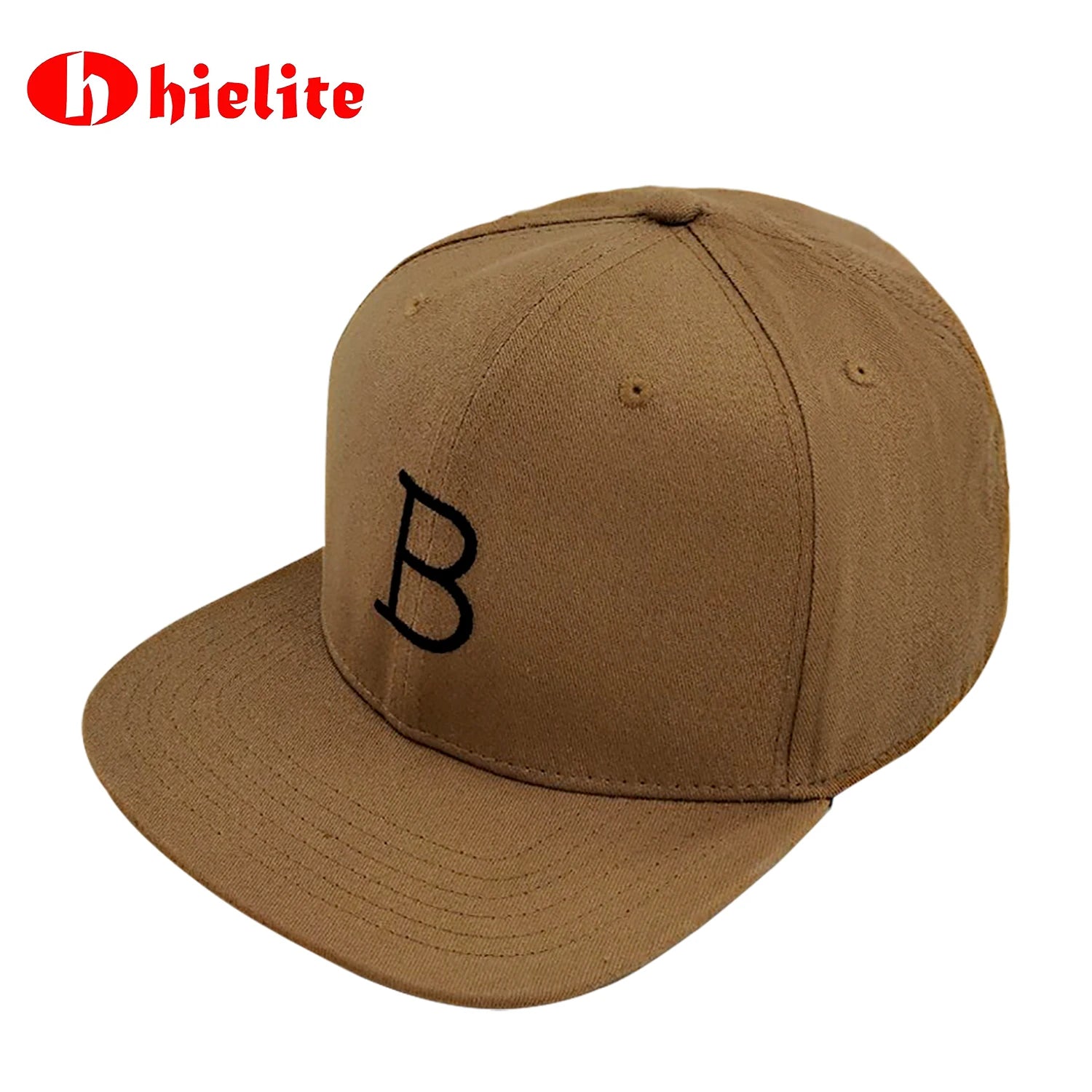 Factory 100% Cotton Brown Sporty Hip Hop Outdoor Sports Cap Black Lettering Embroidery Customizable Color Patterns Unisex Adults