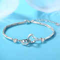 Korean Fashion Silver Chain Bracelet for Women Elegant Double Heart Charms Bracelet Bangles Birthday Fine Jewelry Gifts