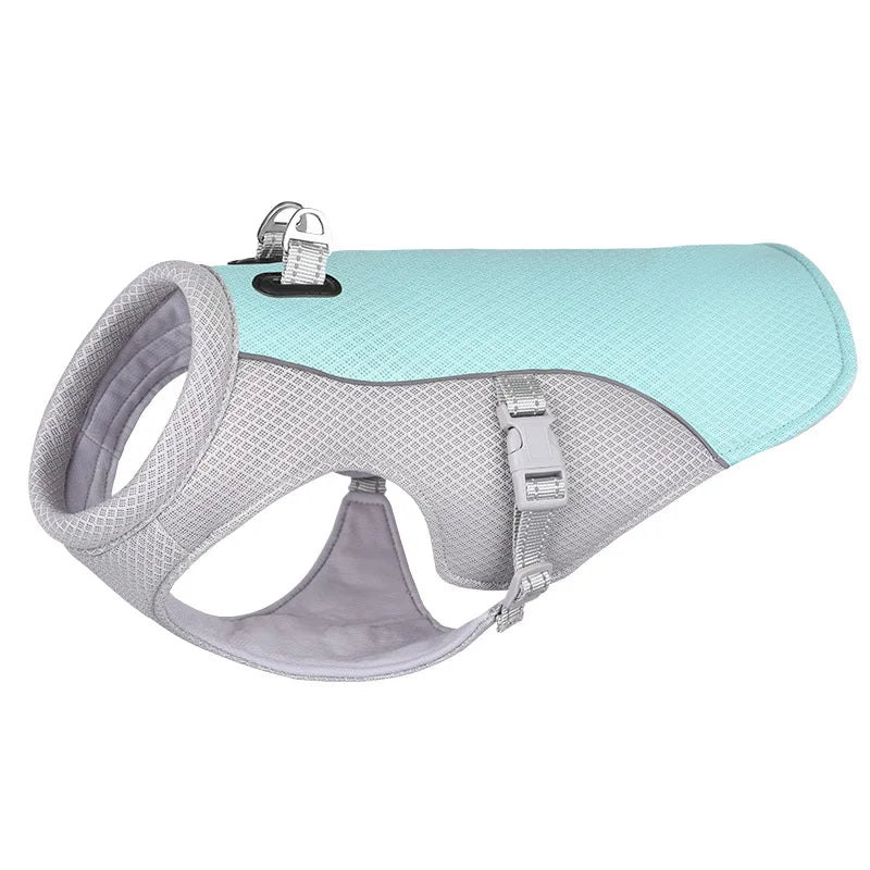 Summer Cool Reflective UV Dog Harness Breathable Cooling Dog Vest Jacket Fastened Buckle with Mesh Made of Polyester