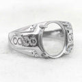 Sterling Silver 10*12mm Semi Mount Men's Ring Frame Empty Blank Claw Setting S925 Base Holder Without Center Stone for DIY Inlay