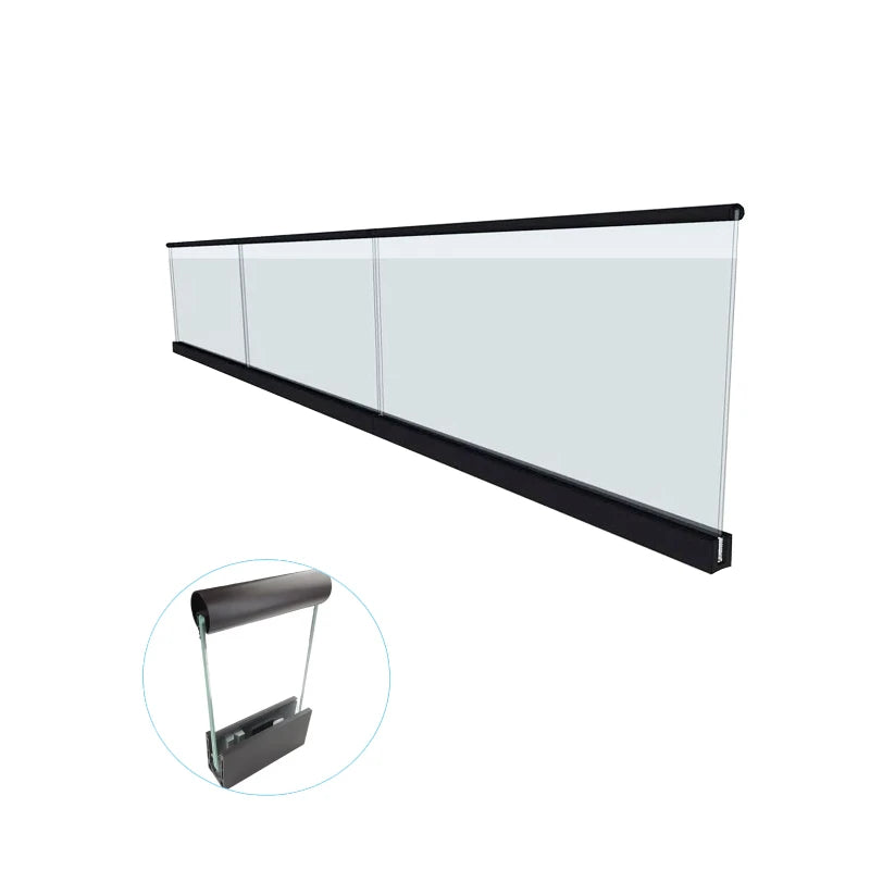 Classic Aluminum Alloy Round Cap Metal Tube Railing Balcony Balustrade Glass Railing System Glass Deck Railing