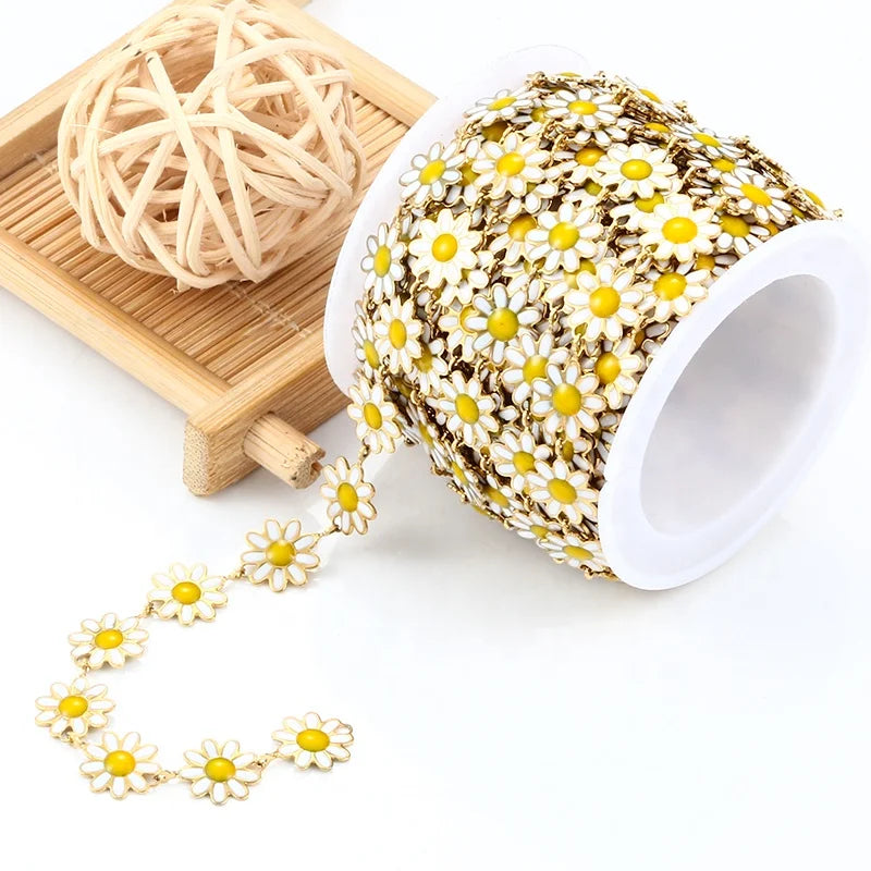 18k Real Gold Plating Sun Flower Charms Metal Stainless Steel Chains Diy Jewelry Making Supplies