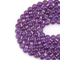 100PCS 8mm Natural Amethyst Gemstone Round Loose Beads Crystal Energy Stone Healing Power for Jewelry Making