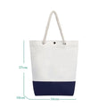 Wholesale Navy Blue Patchwork Blank Canvas Tote Bag Rope Portable Vertical Beach Polyester Shopping Bag