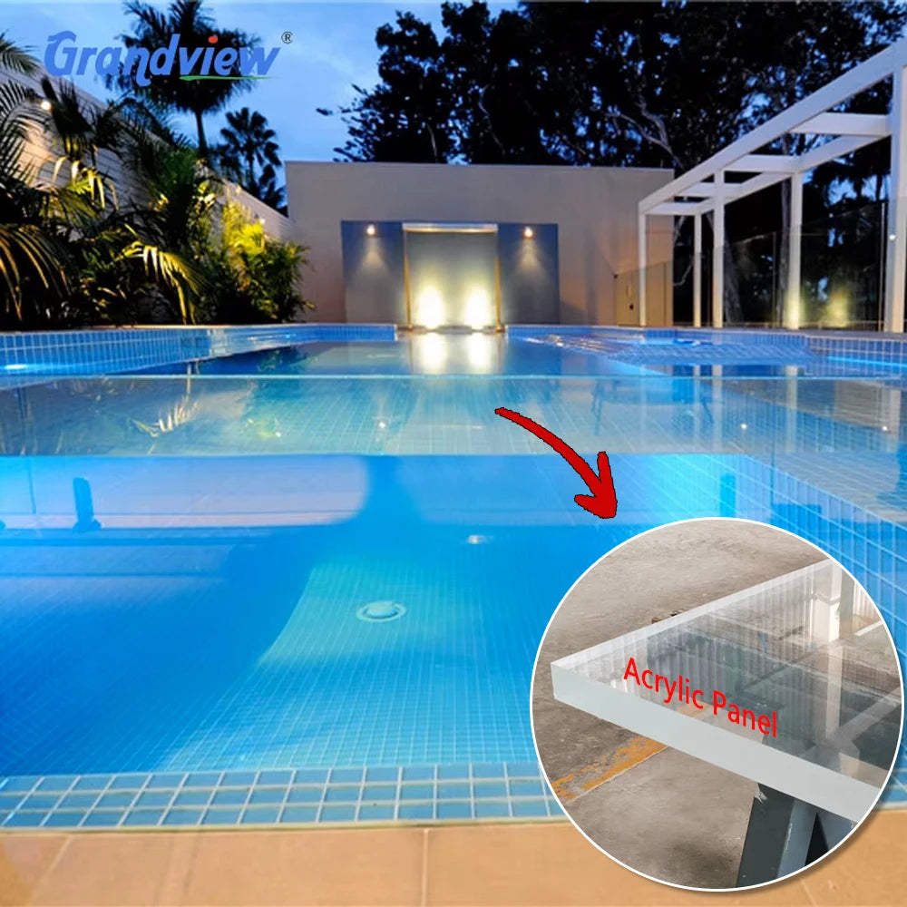 50mm 60mm 80mm 100mm clear Acrylic Pool Glass Acrylic Swimming Pools Panel for Villas