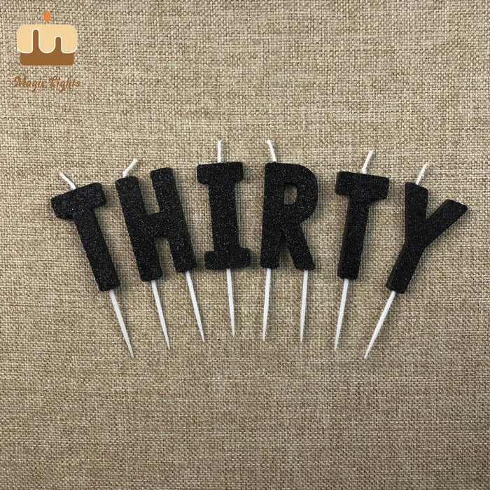 Handmade Paraffin Wax Art Birthday Candles with Letters and Numbers Non-scented for 30th Birthday