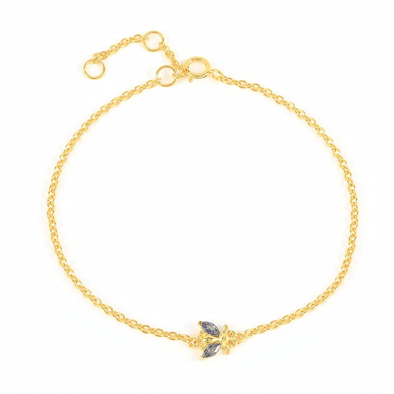 ROXI Factory Wholesale S925 Sterling Silver Cute Cartoon Bee Small Animal Zircon Charm Bracelet
