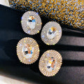Kaimei Fashion Yiwu Market Cheap Earrings New Atmospheric Gold Silver Diamond Round Stud Earrings for Women Jewelry