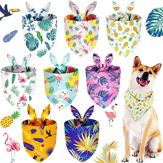 Wholesale Pet Bandanas Dog Triangle Summer  Scarf Pet Triangle Bibs Adjustable Rainforest Fruit Bandana