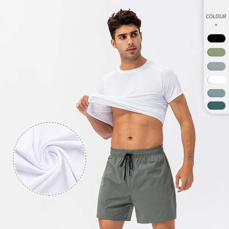 90% Chinlon and 10% Spandex T Shirt Men's Custom Logo Quick Dry Stretch Sports T-shirts Summer Lightweight Gym T-shirt