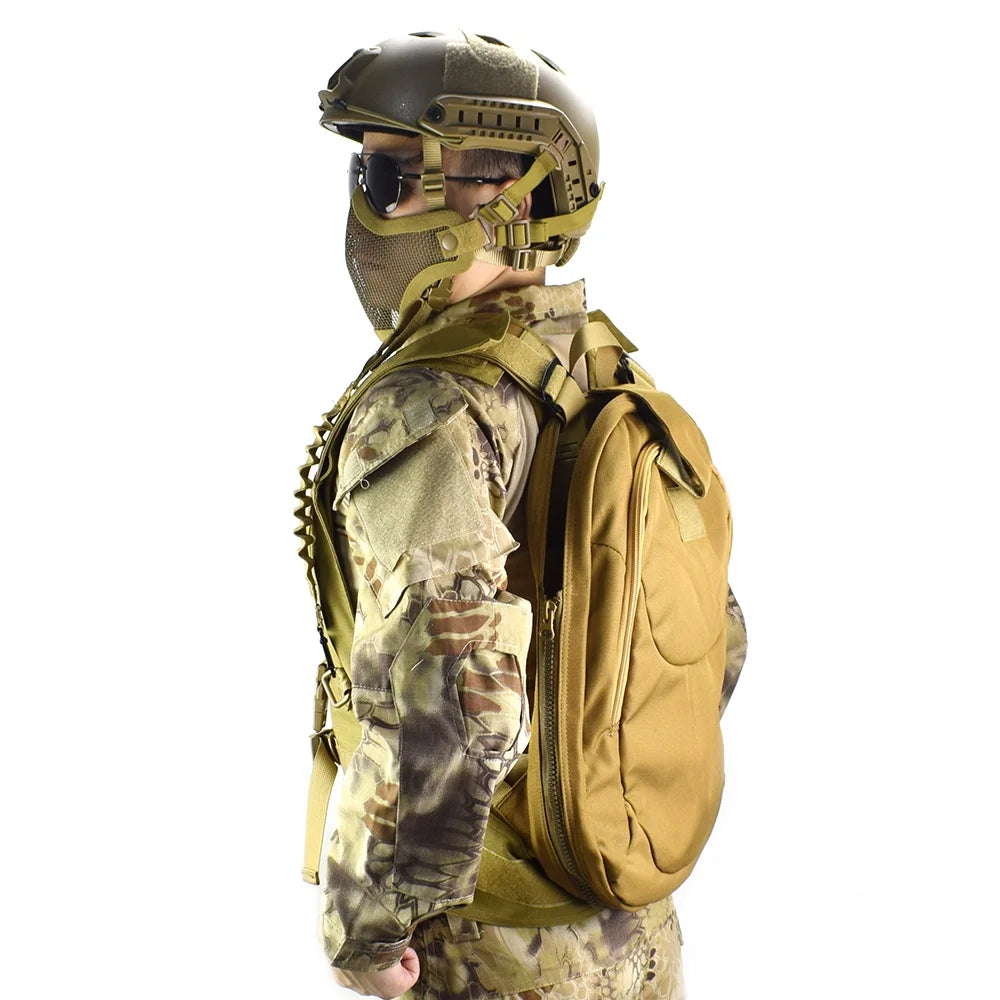 Sport Bag Dual-Purpose Molle Tactical Vest Bag Flip Tactical Backpack for Camping CS Training Wargames Other Sports