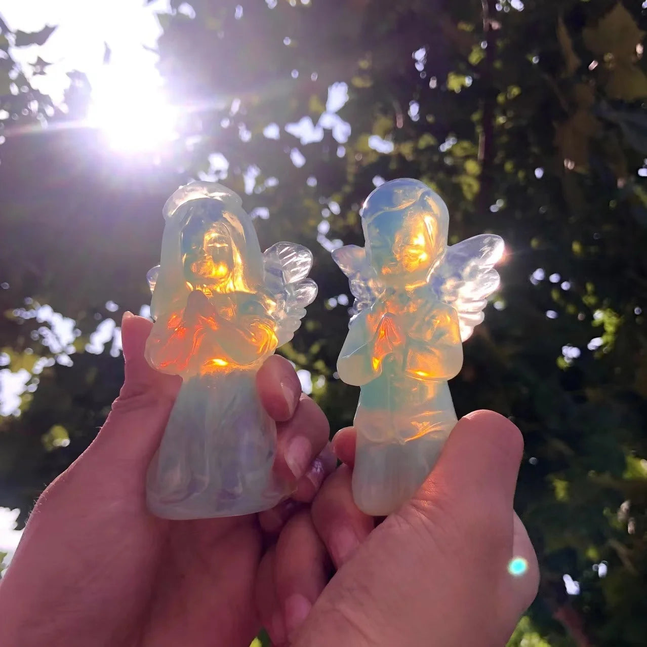 Hihg Quality Healing Crystal Stone Craft Opalite Angel for Hom Decor