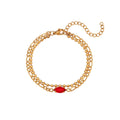 Women Fashion Tarnish Free Jewelry Waterproof Gold Plated Double Layer Stainless Steel Zircon Chain Bracelet
