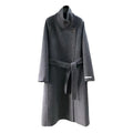 2023 Jancoco Luxury Double Faced Stand Collar Long Cashmere Wool Coats for Women