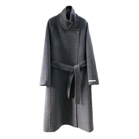 2023 Jancoco Luxury Double Faced Stand Collar Long Cashmere Wool Coats for Women
