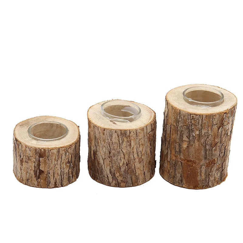 Stylish Home Decor Solid Wood Candle Holder Natural Color DIY Wooden Candle Holder Craft Decorative Props