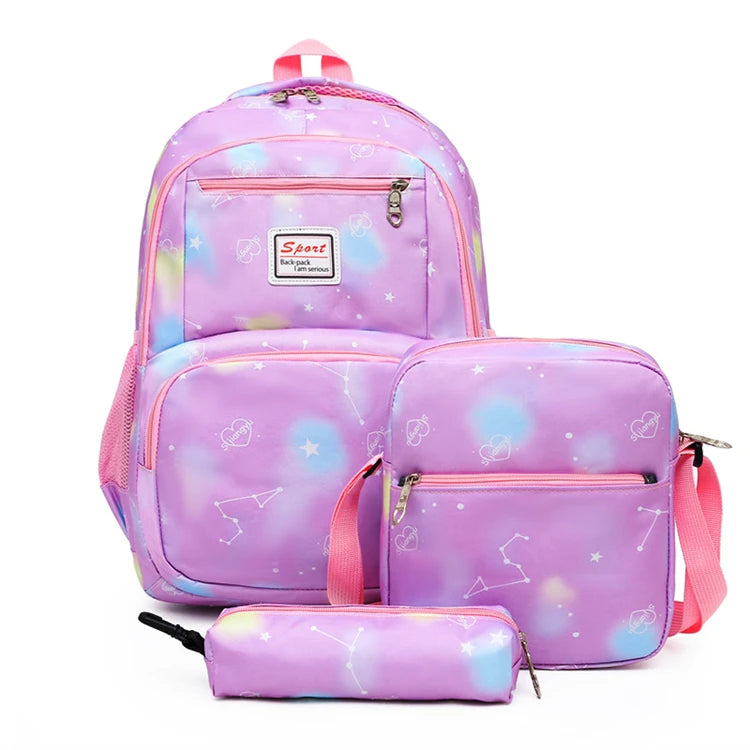 Wholesale Kids Customized Polyester 3pcs School Bags Set for Girls Student