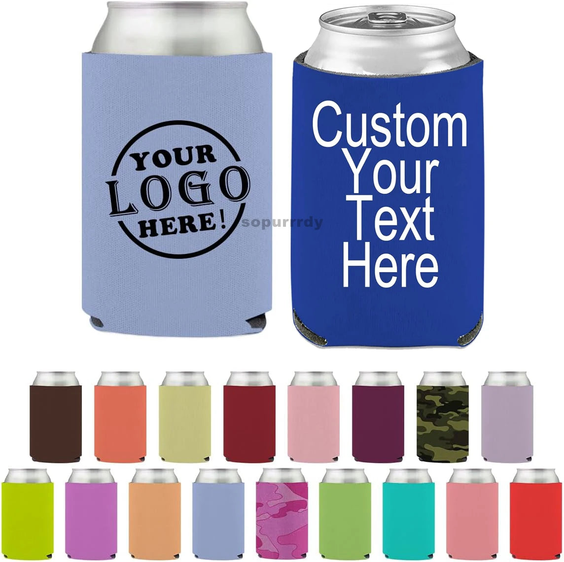 Custom Beer Can Cooler Sleeves Personalized Insulated Beverage Bottle Holder with Logo Image Text for Wedding Birthday Party