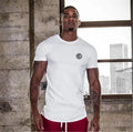 Summer Print Cotton Short Sleeve T-Shirt Men Gym Clothing Fashion Tight Tops Tees Sports Bodybuilding Fitness T Shirt Men