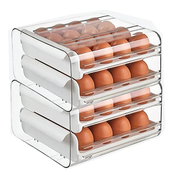 Double Layer Egg Box Drawer Type Storage Container Kitchen Refrigerator Eggs Storage Holder