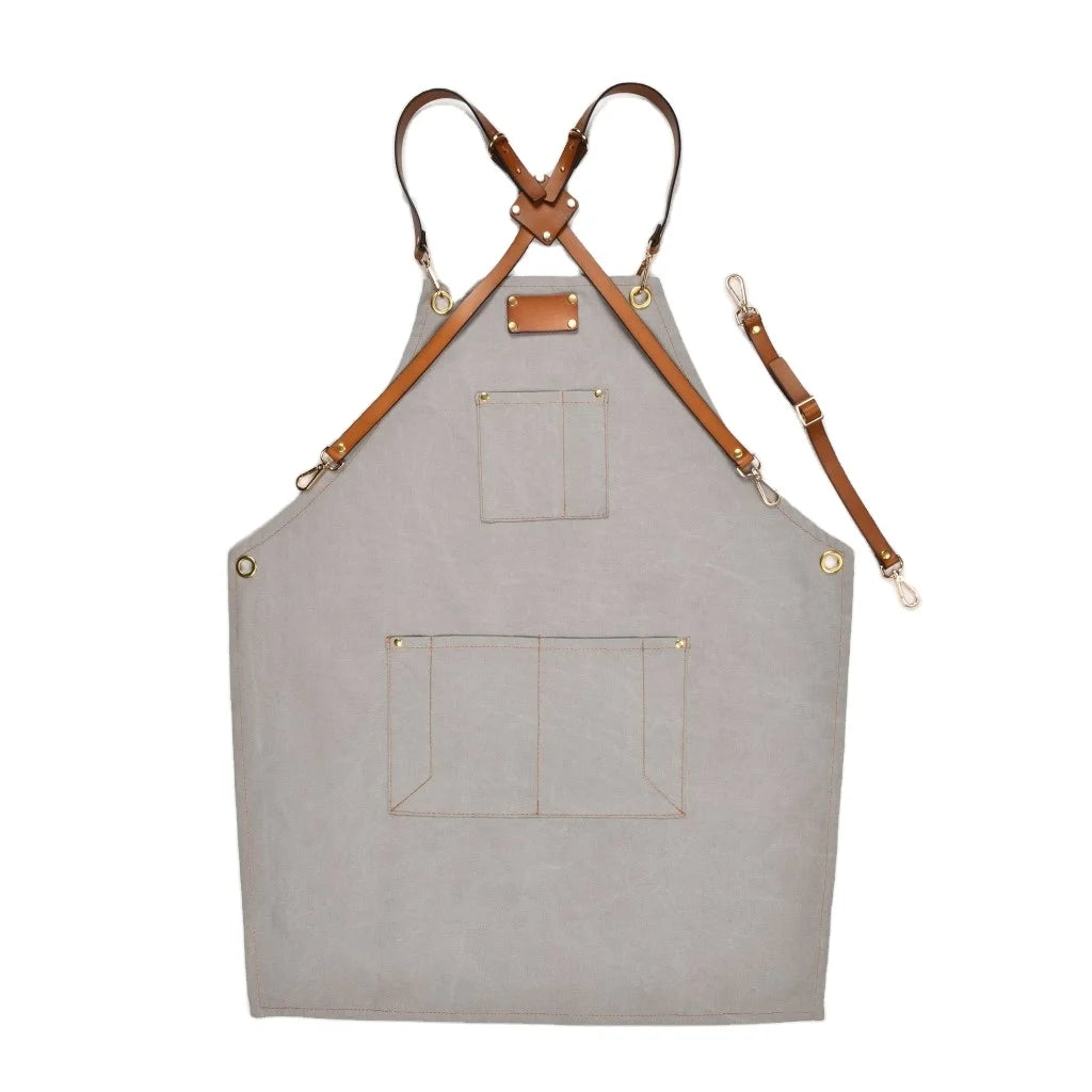 Canvas Apron Printed With Embroidered Words Supermarket Coffee Shop Fast Food Restaurant Uniform
