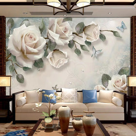 Rose Girl Bedroom Wall Covering Mural Modern Light Luxury Aesthetic Tv Wall Wallpaper Simple Living Room Wallpaper