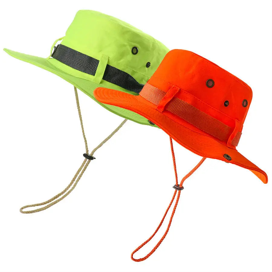 Outdoor Neon Foldable  Fishing Hat Reflective Lime Green  Fishermen Cap Fluorescent Bucket Hat for Hiking Camping