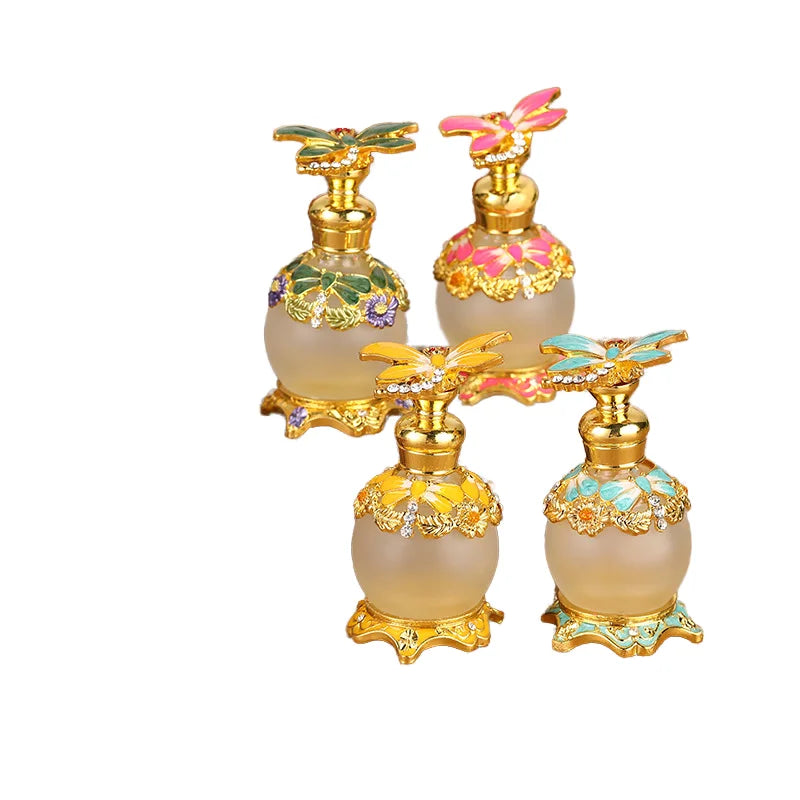High-End 15ml Flat Perfume Bottle Creative Luxury Metal Crystal Essential Oil Bottle Box New Collection Middle East Dubai 50ml