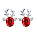 Christmas Earrings Crystal Gems Antler Earrings Temperament Three-dimensional Christmas Reindeer Earrings