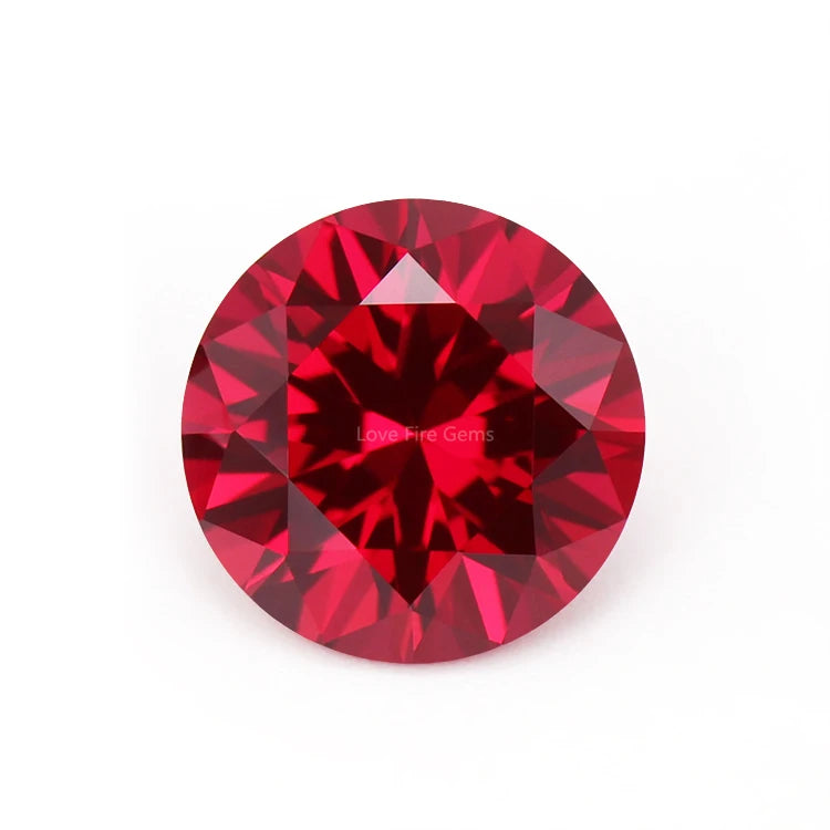 Loose Rubi Round Shape 8HS&8AS Cut Corundum Red Ruby Stone Price Per Carat 5# Synthetic Gemstone Red Ruby