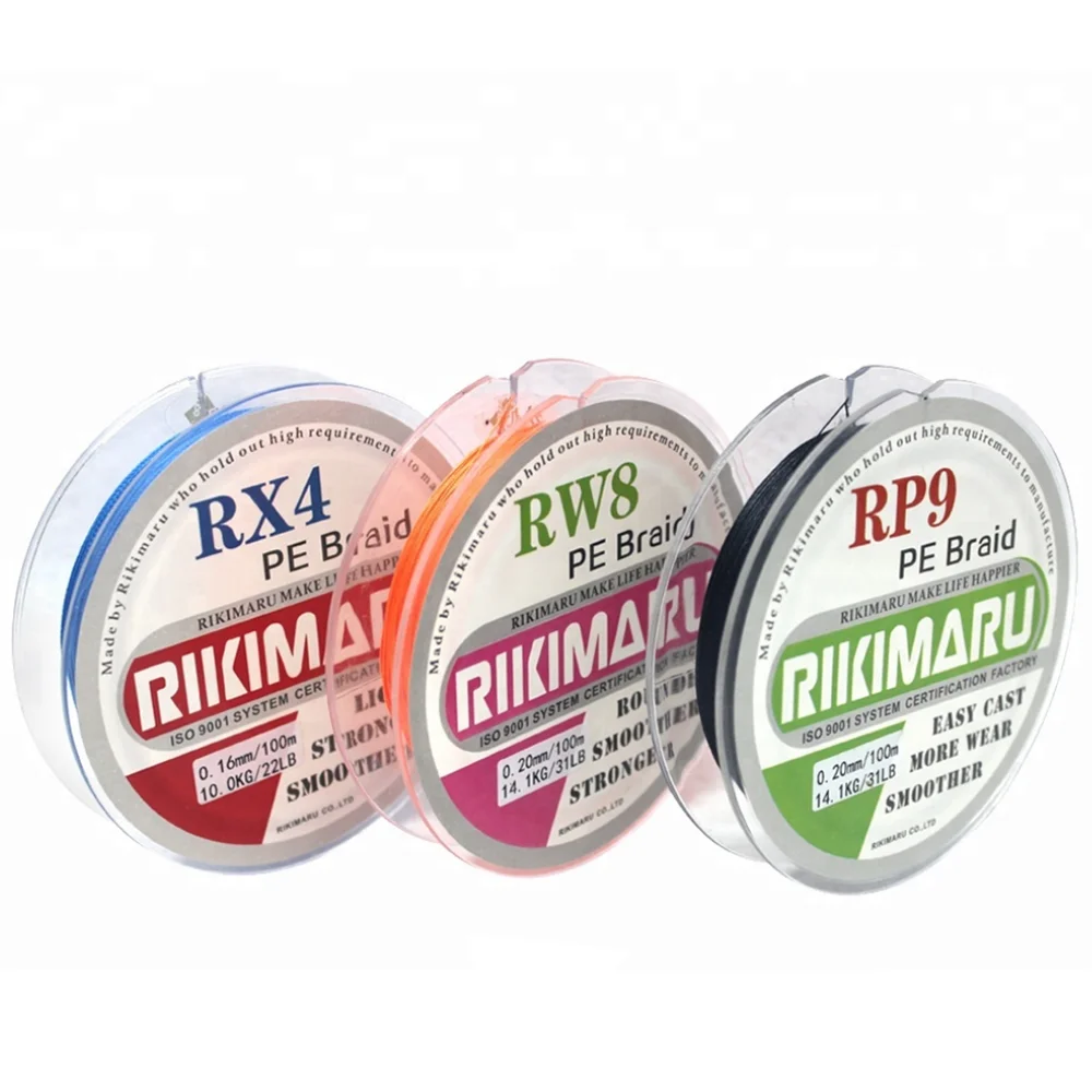 Rikimaru 100m 300m 500m 1000m Multicolor Spool OEM Customised 4 Braiding Fishing Lines