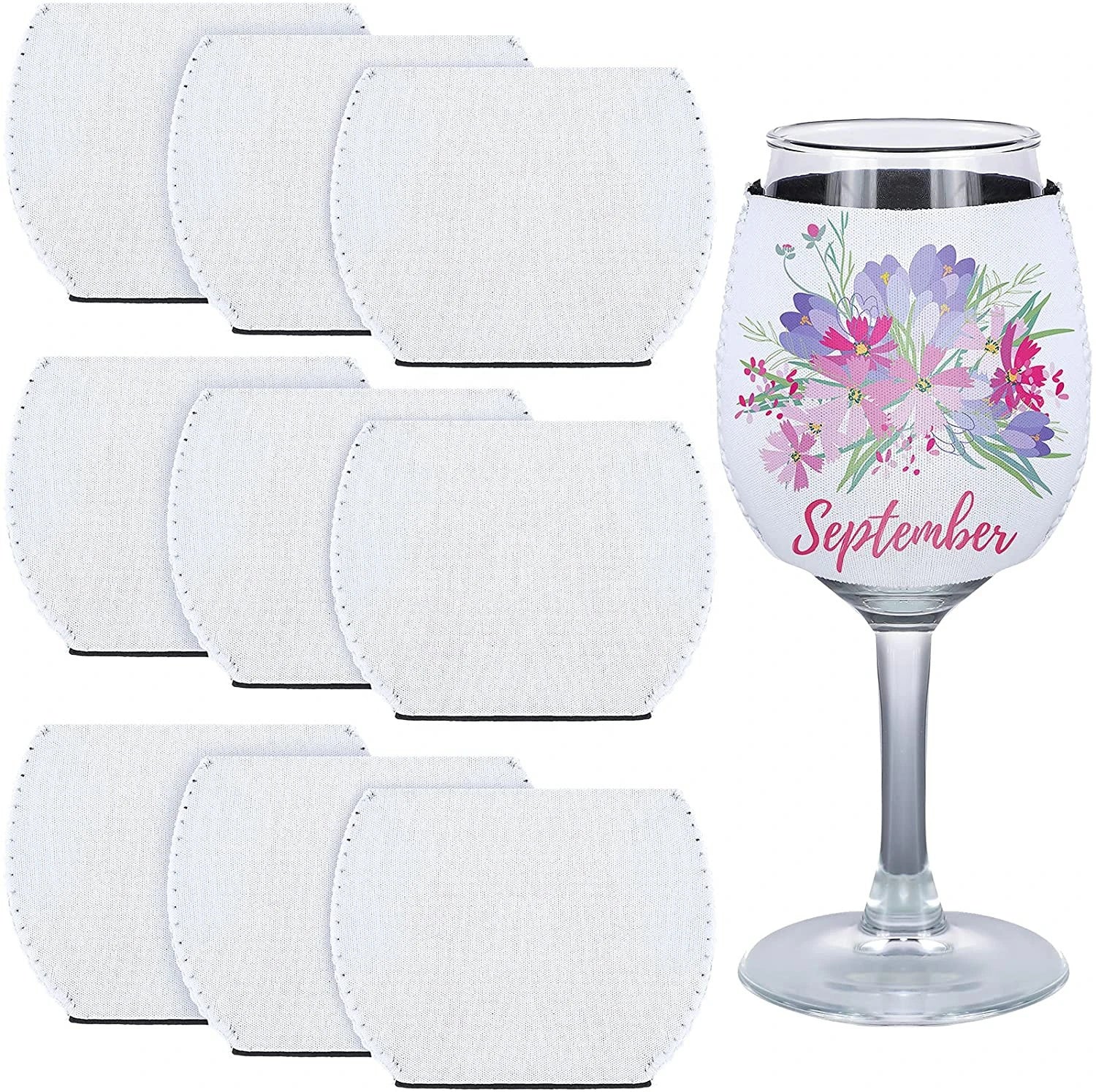 Sublimation White Neoprene Modern Multifunction Wine Glass Sleeve with Customizable Design for Promotional Use Gift Giveaways