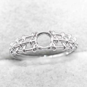 Semi Mount 5*5mm Sterling Silver Ring Empty Blank Support Claws Gems Setting S925 Frame Base Without Center Stone DIY for Inlay