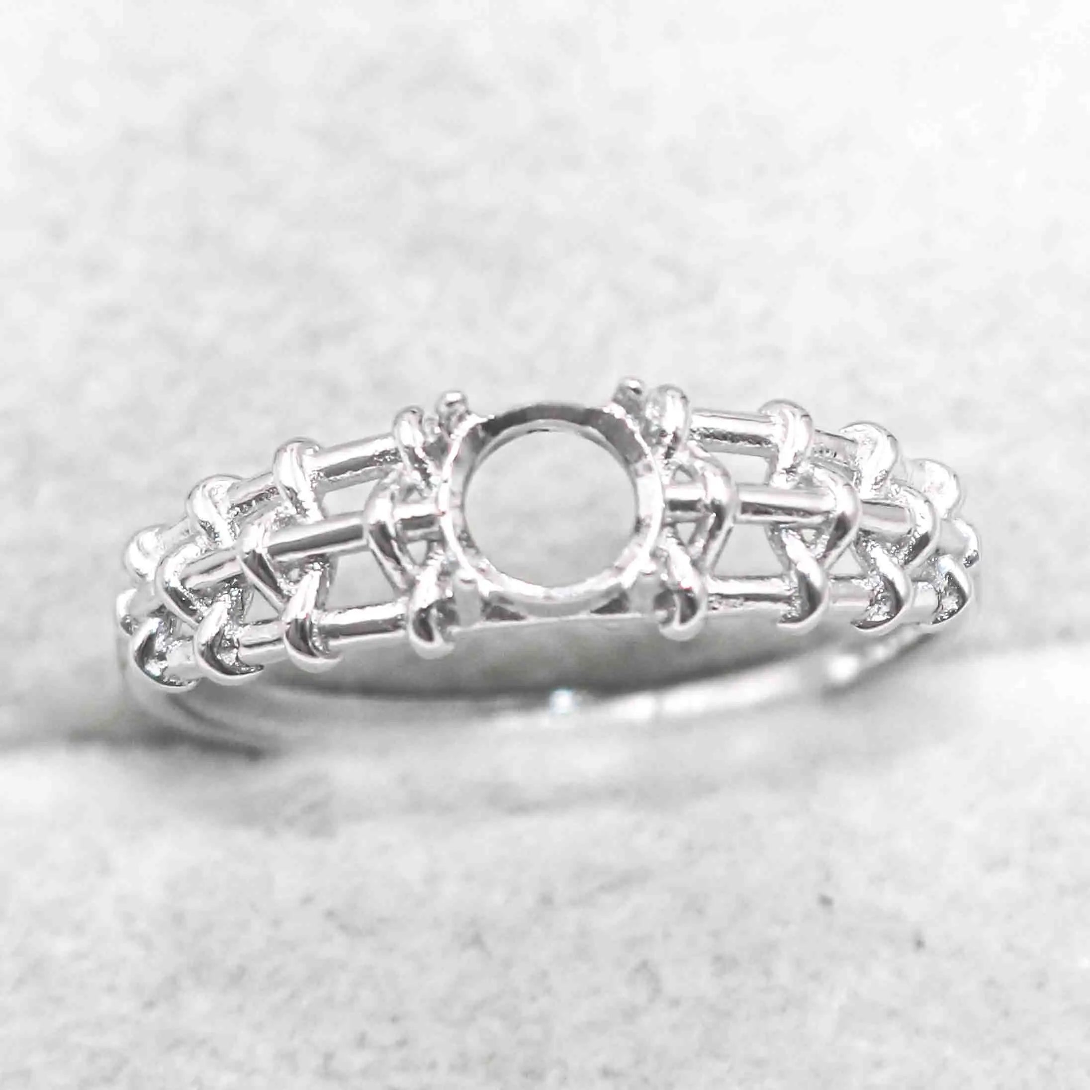 Semi Mount 5*5mm Sterling Silver Ring Empty Blank Support Claws Gems Setting S925 Frame Base Without Center Stone DIY for Inlay