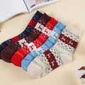 Wholesale Cheap Winter Nordic Jacquard Socks With Deer Women Warm Wool Christmas Crew Socks Set