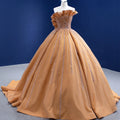 Jancember RSM67356 Ladies Elegant and Fashionable Golden Sleeveless Sequined Princess Wedding Dress