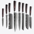 8pcs Kitchen Chef Knives Set 8 Inch 3Cr13 Stainless Steel Damascus Laser Pattern Slicing Santoku Tool