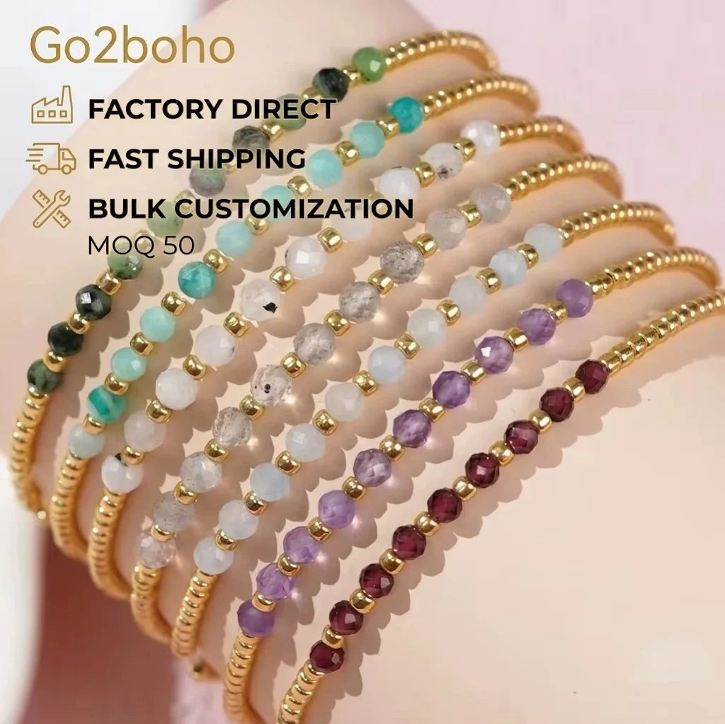 Go2boho Natural Gemstone Beaded Bracelets 2024 New Healing Protection Chain Handmade Stretch Jewelry Inspiring Gift for Her MegaBDM
