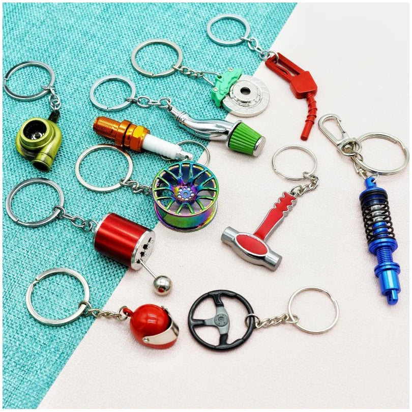 Window Breaker Car Key Carabiner Custom Piston Alloy Wheel Key Chain  Circle Head Metal Keychain