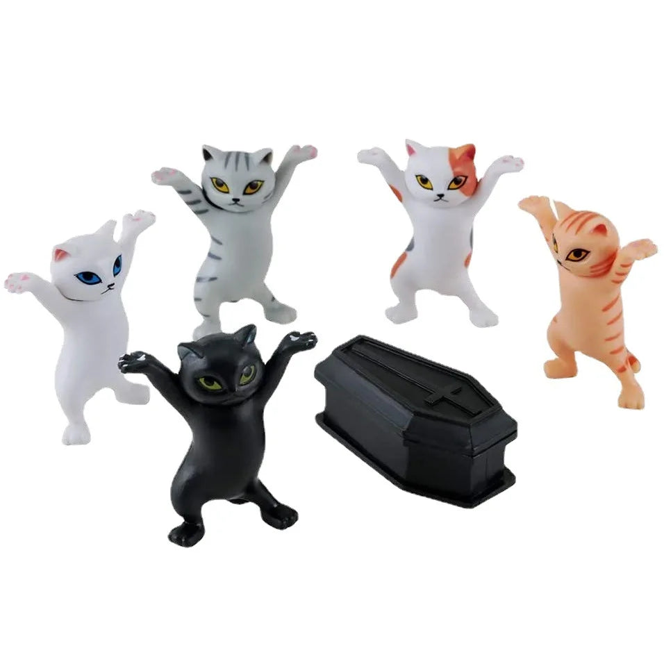 Creative Cat Pencil Holder Coffin Dancing Cats Figurines Dancing Cat Earphone Stand for AirPods 1/2/3