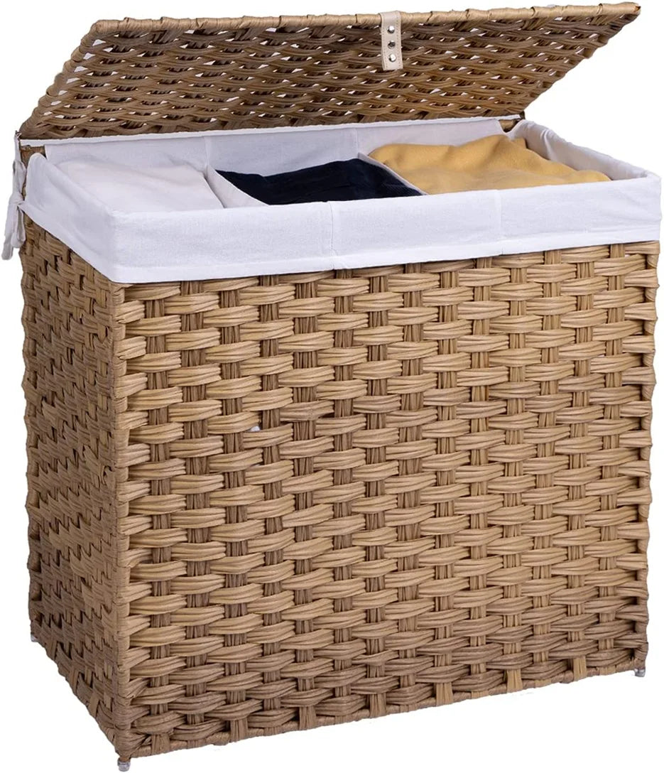 JY Large 100L Foldable Laundry Basket with Lid Kitchen Clothes Hampers with Handles and Removable Bag