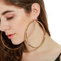 Hot Sale 18k Gold Plated 120mm Huge Hoop Earrings Lightweight Chunky Large Hoop Earrings for Women