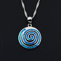 Hawaii Ocean Blue Opal Swirl Pendant Necklace for Gift Summer Beach Jewelry